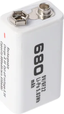 Produktbild von 7.4V 680mAh 8,4 Volt Akku 9V-Block, 6LR61, 6F22, 680mAh Li-Polymer Akku ReadyToUse