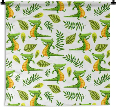 Produktbild von MuchoWow® Wandteppich Wandbehang Krokodil - Dschungel - Kinder 150x150 cm Tapisserie Dekoration Wandtuch - Wohnaccessoires - Modernes