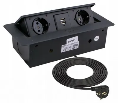Produktbild von Design Light Einbau-Steckdose 2x Schuko 2x USB Schwarz
