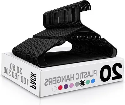 Produktbild von Kleiderbügel-Set aus Kunststoff 20er Pack - Kleiderbügel mit Schulterfurchen (schwarz)