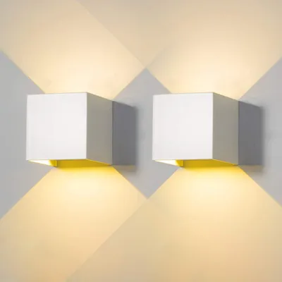Productafbeelding van 2-pack LED-wandlamp, moderne buitenwandlamp, waterdicht, 6W, warm wit, 3000K
