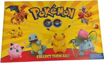 Obrázek produktu pro Adventní kalendář - Pokémon, obsahuje 24 3D figurek.