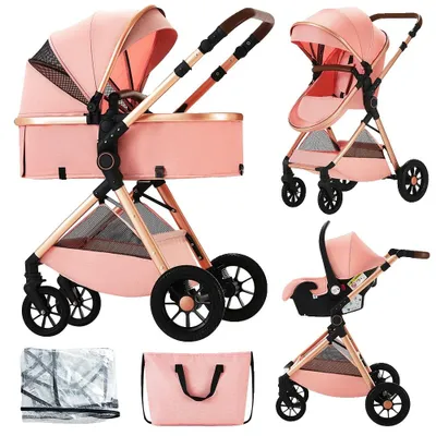 Obrázek produktu pro Kočárek pro miminka, lehký, skládací design, růžová barva