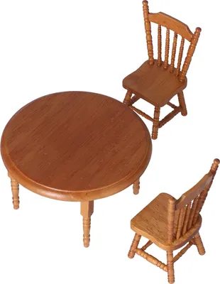 Immagine prodotto di Set per casa delle bambole 1:12 con tavolo rotondo, sedia da sala da pranzo semplice ed elegante in legno per la casa delle bambole