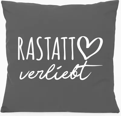 Produktbild von Huuraa Kissen Rastatt verliebt 40x40cm mit Füllung Steel Grey Baumwolle Dekokissen Geschenkidee