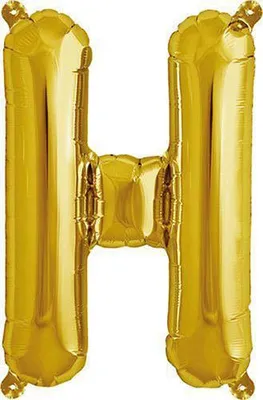 Produktbild von Glänzender goldener Deko-Folienballon in Form des Buchstabens H, 36 cm