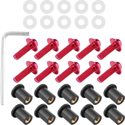 Image de 10pcs Motorcycle Windshield Bolts Nut Washers Universal Motorbike Fairing Mounting KitRed