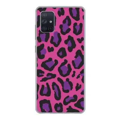 Produktbild von MuchoWow® Handyhülle Schutzhülle Hülle für Samsung Galaxy A71 Pantherdruck - Rosa - Lila Silikon Softcase Handy Hülle - Kartenbesitzer