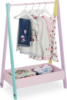Produktbild von Robuster Kinder-Kleiderständer mit Ablageregal, kindersichere Konstruktion