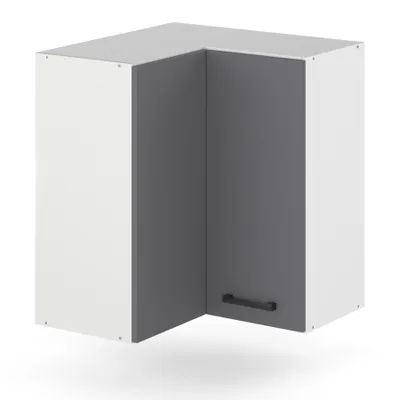 Produktbild von ULWEHOME | Eck-Hängeschrank 60 x 60 cm Anthrazit, Küchenoberschrank Grafit mit 2 Türen, Eckoberschrank, Wandschrank Küche
