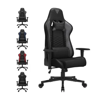 Produktbild von SENSE7 Spellcaster Gaming Stuhl  Schwarz-Grau - Ergonomischer Bürostuhl PC Schreibtischstuhl Zockerstuhl 150 kg 2D-Armlehnen 160° Chefsessel