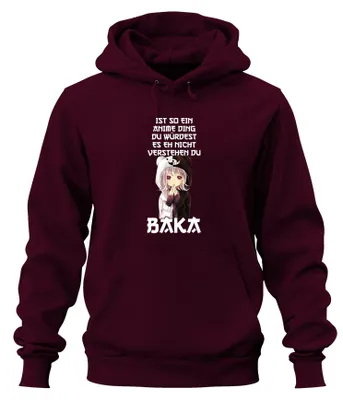 Productafbeelding van Anime - Je zou het niet begrijpen, idioot! Schattig, klein figuurtje, anime-fan. Uni hoodie, bordeauxrood, maat 3XL