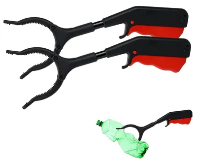 Imagen del producto de 2 pinzas para recoger basura, con abertura ancha, antideslizantes, para la eliminación de residuos