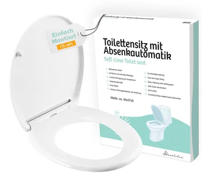 Produktbild von hausleben Toilettensitz mit Absenkautomatik, Duroplast WC Sitz, Toilettendeckel abnehmbar mit Soft Close & Quick Release, Antibakteriell,