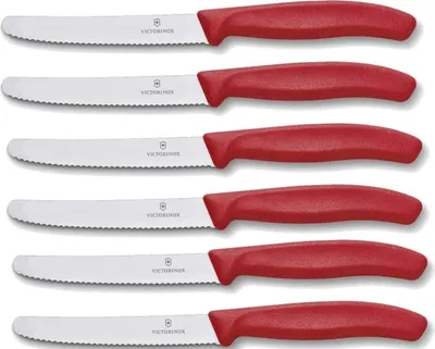 Zdjęcie produktu dla Victorinox | zestaw noży obiadowych | zestaw 6 | Swiss Classic | czerwona rękojeść | idealny do codziennego użytku | można myć w zmywarce | wysokiej jakości ostrze