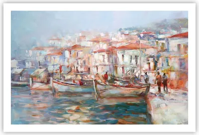 Produktbild von Poster - Poster ohne Rahmen - Insel Boote Hafen - 91,5x61 cm - Wand Bild - Wanddeko - Wandbilder - Kunstposter - Wandposter - Bilder - Kunstdruck - Wanddekoration - Wandbild - P2XAA91x61-4852