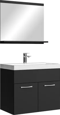 Image de Meuble de salle de bain de Montreal 02 60 cm lavabo Noir mat - Armoire de rangement Meuble lavabo evier Meubles