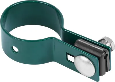 Image de Collier de fixation Strend Pro EUROSTANDARD, 48 mm, d'extremite, anthracite, Zn+PVC, RAL7016, pour poteau rond