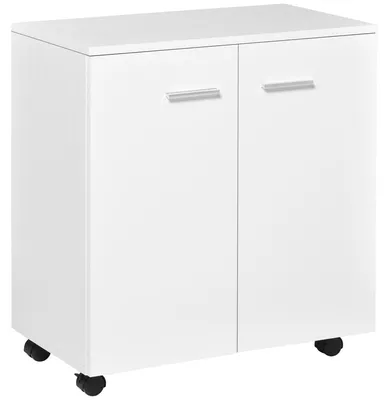 Produktbild von HOMCOM Schrank mit 2 Schubladen Kommode mit rollen Multifunktionswagen Weiß