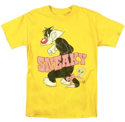 Image de T-shirt Looney Tunes, modèle "Sneaky", unie, pour hommes et femmes, référence TV37703 (taille M), couleur jaune