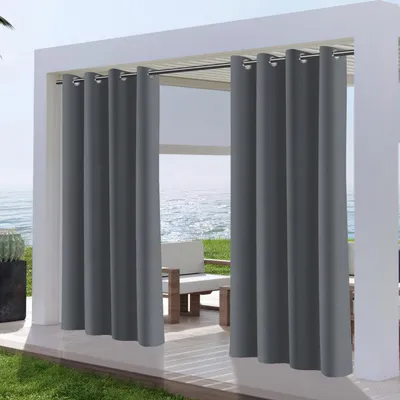 Immagine prodotto di Hengda 1 pezzo tenda da esterno 132 x 244cm tende tende da esterno opaco con occhielli, giardino patio balcone impermeabile, grigio scuro