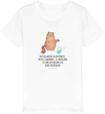Produktbild von Mr. & Mrs. Panda Kleinkinder T-Shirt Katze Wasserglas 9-11 Jahre (134/146) - Weiß - Geschenk, Katzen, Jungen, Cat, Teenager, Kurzarm Kinder, Neugierig, Kindershirt, Shirt