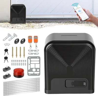 Obrázek produktu pro Sada pohonu posuvné brány Izrielar - motor 750 W, do 1600 kg, WiFi se 2 klíči a dálkovým ovládáním, pohon brány do dvora, pohon brány, posuvná brána, otvírač brány, světelný alarm