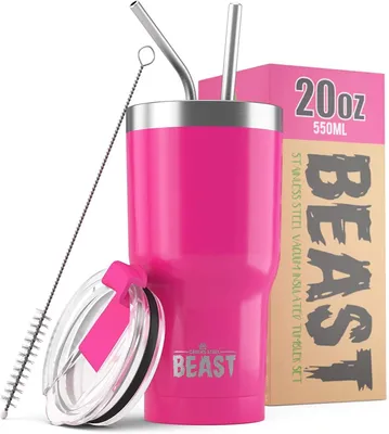 Produktbild von 20 oz Edelstahl-Becher mit Reinigungsbürste und auslaufsicherem Deckel