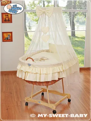 Immagine prodotto di Cestino per neonati con baldacchino - orsetto con fiocco, crema