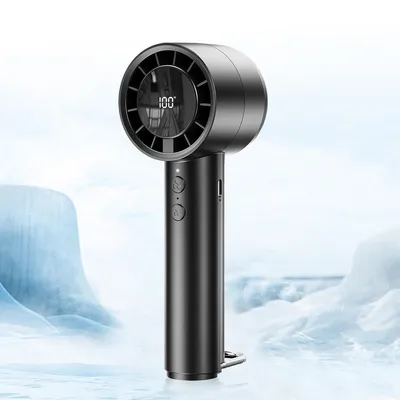 Produktbild von Handventilatoren, Handventilator, 2000mAh Mini Ventilator akku Aufladbar mit LED-Akkustandsanzeige, 5-Stufige Windgeschwindigkeit und D-Ring-Haken