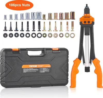 Produktbild von VEVOR Nietmutternzange-Set Blindnietmutternzange 410 mm, Nietenzange 13 Sätze von Muttern & Dornen, Nietmutterwerkzeug M3 M4 M5 M6 M8 M10 M12 Profi Handnietzange, Nietmaschine Gewinde Nuss Nieten