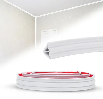 Productafbeelding van Solidchoice - Flexibele Zelfklevende Plafond Mouldings - Decoratieve Wand- en Plafondstrips (Wit, 42 x 30 mm)