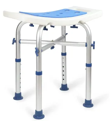 Image de Siège de douche - Assise rembourrée - Cadre en aluminium - Hauteur réglable 38,1 à 45,7 cm - Antidérapant - Jusqu'à 227 kg