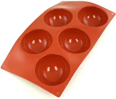 Produktbild von Paderno Backform aus lebensmittelechtem Silikon, 5 Halbkugeln, rot