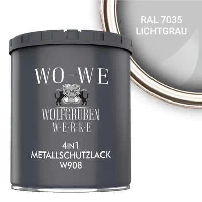 Produktbild von Metallschutzlack 4in1 Metalllack Metallfarbe Metallschutzfarbe W908 Lichtgrau - 750ml