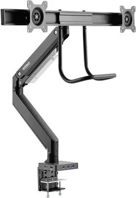 Image de SpeaKa Professional SP-MM-820 Support de bureau pour écran 2x 43,2 cm (17) - 81,3 cm (32) Station d'accueil intégrée, technologie à gaz, inclinable, pivotant (SP-10506480)