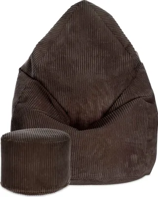 Immagine prodotto di Dreamroots Bean Bag 80x80x120cm Beanbag con schienale e sgabello e copertura Cuscino da terra Chill Sack Bubibag Beanbag Cioccolato scuro