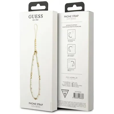 Zdjęcie produktu dla Guess Zawieszka Gustpearw Phone Strap Biały/White Heishi Beads