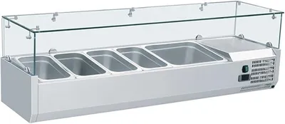 Productafbeelding van - Koelvitrine voor toevoegingen, koelvitrine voor toevoegingen, koeltoneel voor toevoegingen, toevoegingstafel voor pizzakoeltoneel, saladevitrine 1400/380 mm