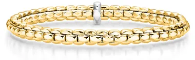 Produktbild von 5,5mm Armband Armreif Armschmuck elastisch aus 585 Gold Gelbgold & Weißgold