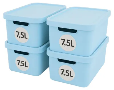 Produktbild von Plastard Aufbewahrungsbox mit Deckel 4er-Set 7,5 Liter in Blau