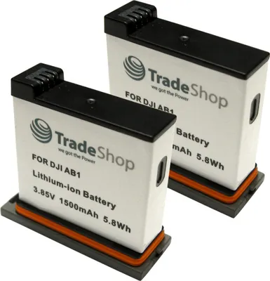 Produktbild von 2x Trade-Shop Li-Ion Akku 1500mAh passend für DJI Osmo Action Kamera AB1, P01 ersetzt DJI 188480 CS-DJS100MC / Ersatz Batterie