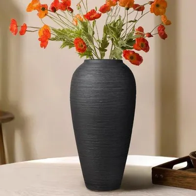 Produktbild von Famanu Keramische Vase Rustikal 34 cm - Schwarz