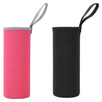 Produktbild von Neopren-Flaschenhüllen für Wasserflaschen - 550 ml - Schwarz und Rosa - 2 Stück