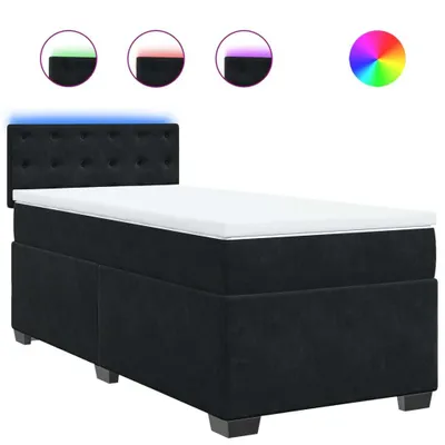 Produktbild von Boxspringbett mit Matratze Schwarz 100x200 cm Samt