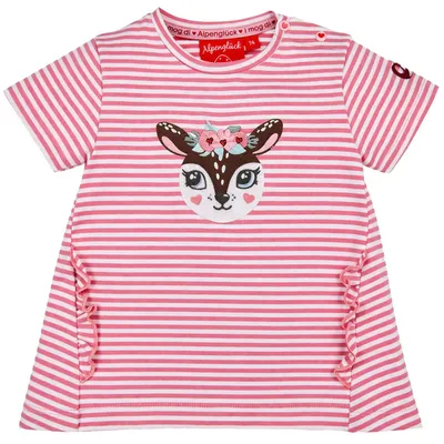 Produktbild von BONDI Mädchen T-Shirt "Spatzl" mit Reh 86844 | Rosa Weiß Größe: 80