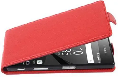 Produktbild von Cadorabo Schutzhülle für Sony Xperia Z5 COMPACT Hülle in Rot Flip Etui Handyhülle Case Cover Kunstleder