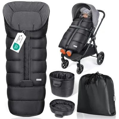 Productafbeelding van Voetenzak kinderwagen - Zwart - 97/117 x 44 cm - Waterdicht en met meegroeilengte
