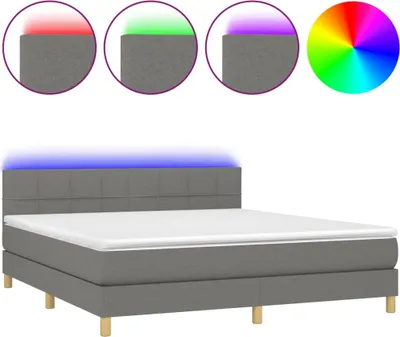Produktbild von vidaXL Boxspringbett mit Matratze & LED Dunkelgrau 160x200 cm Stoff