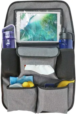 Produktbild von Famanu Auto-Organizer für die Rückbank - Rücksitzschoner mit Tabletfach - universelle Rücklehnenverkleidung